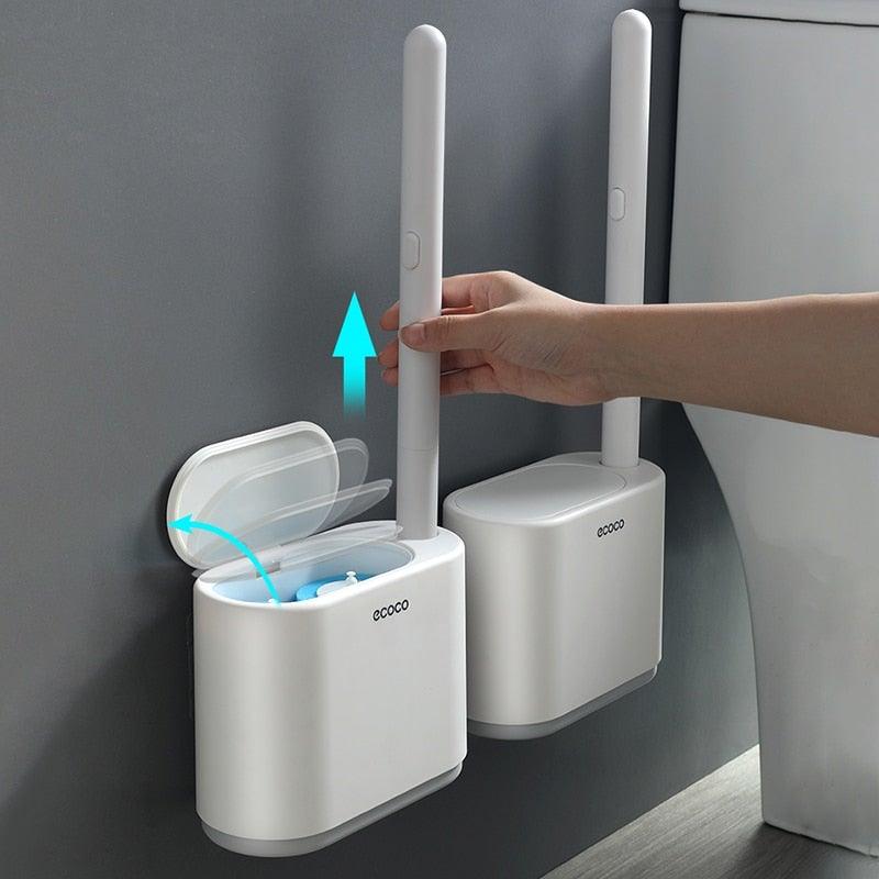 Disposable Toilet Brush With Cleaning Liquid Wall-Mounted Cleaning Tool For Bathroom Replacement Brush Head Accessories Wall Toilet Brush And Holder Set Flexible Toilet Bowl Cleaner Brush With Silicone Bristles Bendable Brush Head To Clean Toilet Corner Stevvex