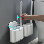 Disposable Toilet Brush With Cleaning Liquid Wall-Mounted Cleaning Tool For Bathroom Replacement Brush Head Accessories Wall Toilet Brush And Holder Set Flexible Toilet Bowl Cleaner Brush With Silicone Bristles Bendable Brush Head To Clean Toilet Corner Stevvex