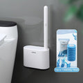 Disposable Toilet Brush With Cleaning Liquid Wall-Mounted Cleaning Tool For Bathroom Replacement Brush Head Accessories Wall Toilet Brush And Holder Set Flexible Toilet Bowl Cleaner Brush With Silicone Bristles Bendable Brush Head To Clean Toilet Corner Stevvex
