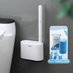 Disposable Toilet Brush With Cleaning Liquid Wall-Mounted Cleaning Tool For Bathroom Replacement Brush Head Accessories Wall Toilet Brush And Holder Set Flexible Toilet Bowl Cleaner Brush With Silicone Bristles Bendable Brush Head To Clean Toilet Corner Stevvex