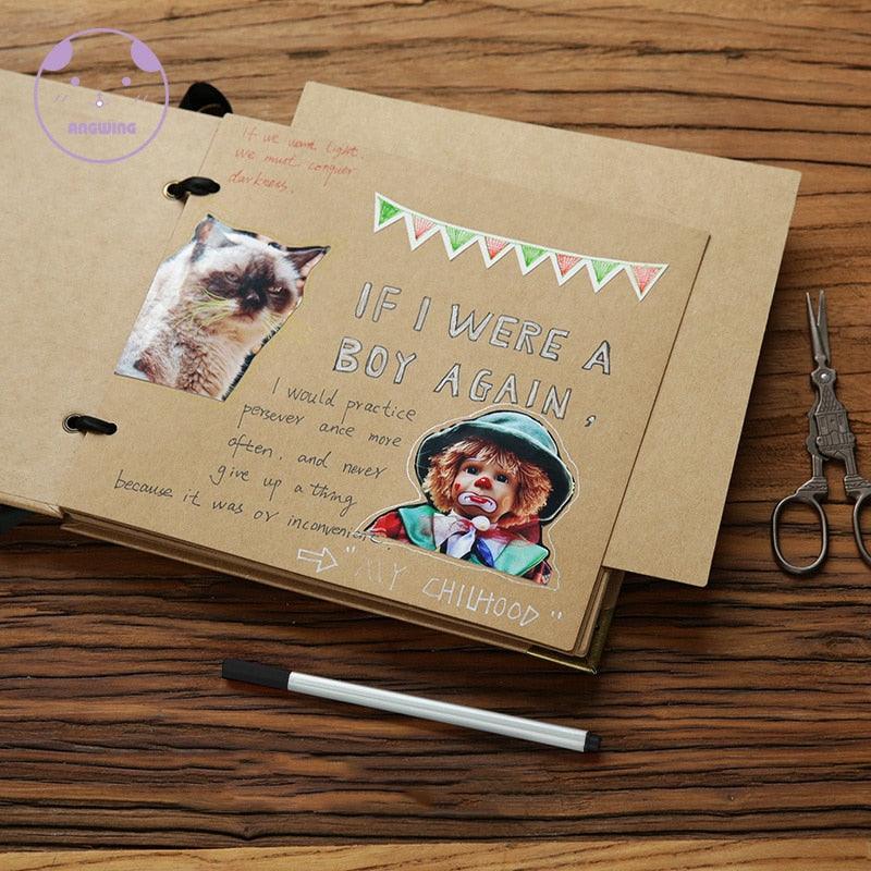 DIY Photo Albums Wedding Photo  Scrapbook 20Pages Cover Self Adhesive Scrapbook Album Case Binding Hardcover Craft Blank Black Page Wedding and Anniversary Family Photo Album Stevvex