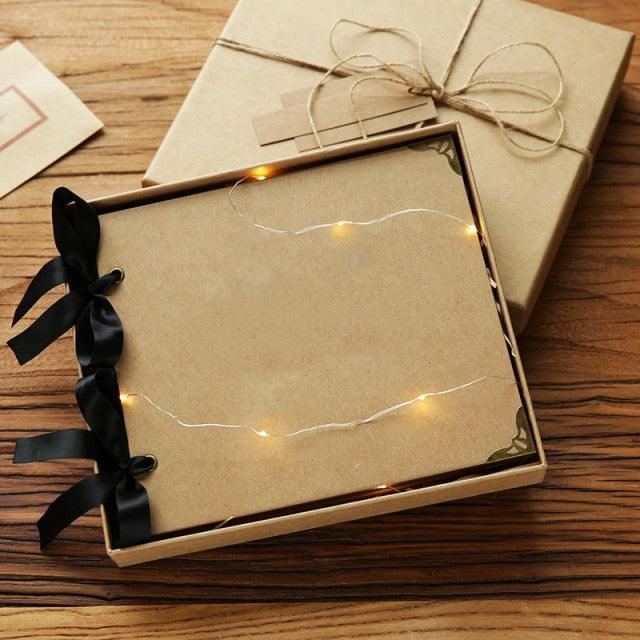 DIY Photo Albums Wedding Photo  Scrapbook 20Pages Cover Self Adhesive Scrapbook Album Case Binding Hardcover Craft Blank Black Page Wedding and Anniversary Family Photo Album Stevvex