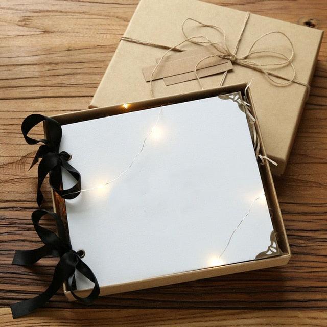 DIY Photo Albums Wedding Photo  Scrapbook 20Pages Cover Self Adhesive Scrapbook Album Case Binding Hardcover Craft Blank Black Page Wedding and Anniversary Family Photo Album Stevvex