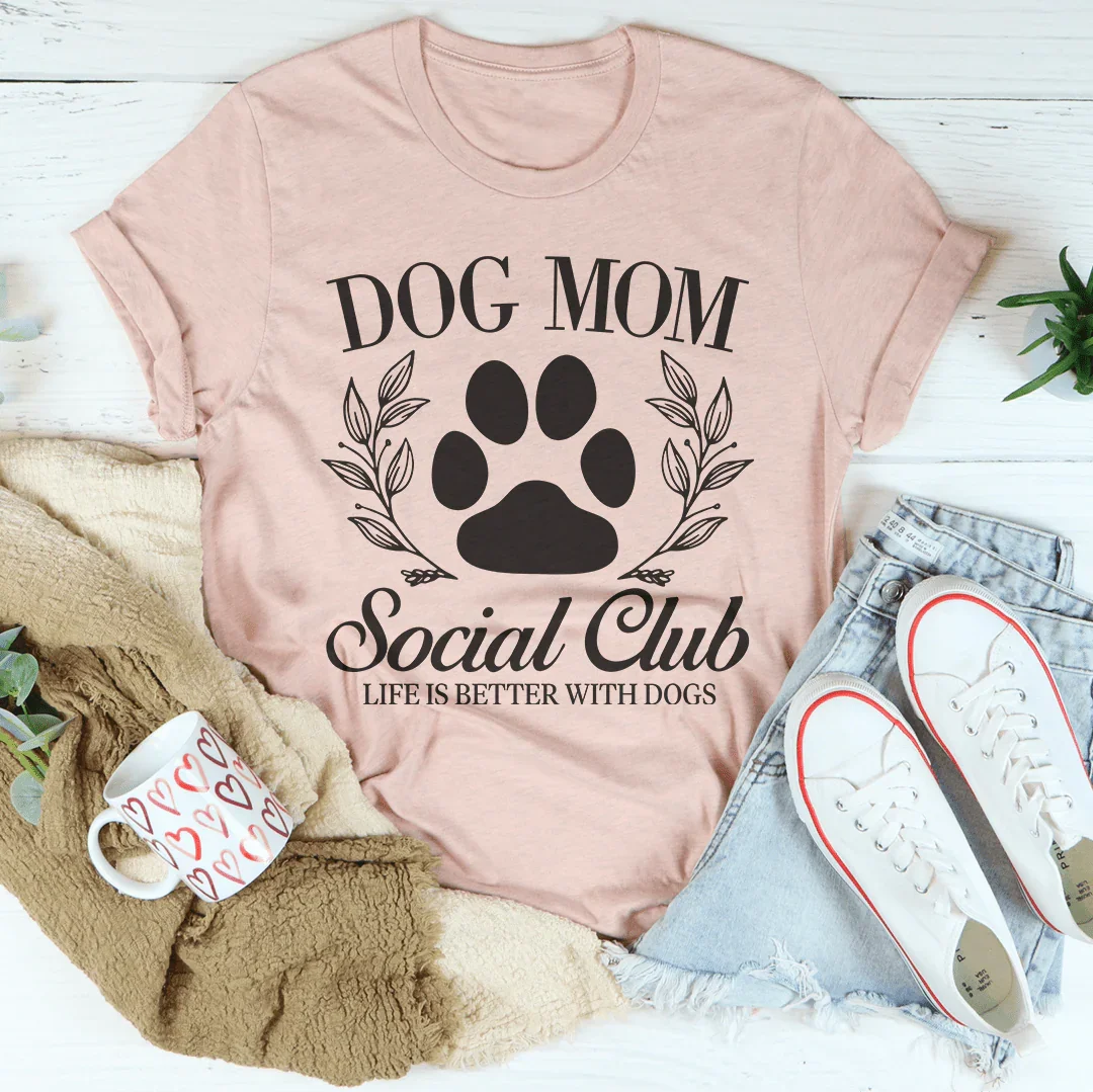 Dog Mom Social Club Tee Peachy Sunday