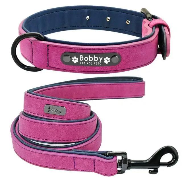 Dogs Collars Personalized Padded Collar Leather Dog Walking Leash For Small Medium Large Dogs Dog Collar and Leash Dog Collar and Leash Leather Padded Dogs Collars Lead Rope Stevvex