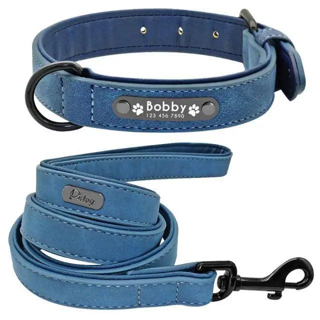 Dogs Collars Personalized Padded Collar Leather Dog Walking Leash For Small Medium Large Dogs Dog Collar and Leash Dog Collar and Leash Leather Padded Dogs Collars Lead Rope Stevvex