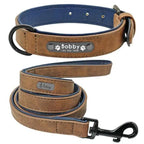 Dogs Collars Personalized Padded Collar Leather Dog Walking Leash For Small Medium Large Dogs Dog Collar and Leash Dog Collar and Leash Leather Padded Dogs Collars Lead Rope Stevvex