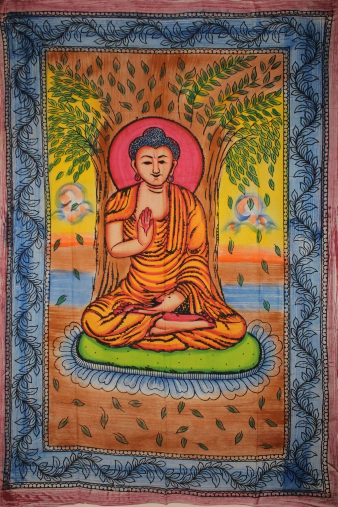 Buddha Meditation Tapestry Under Bodhi Tree Wall Art BandsCo Straps