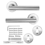 Door Handle Set Stainless Steel Lock Interior Home Door Handle Lock Durable Adjustable Latch Door Handle Lever With Modern Contemporary Slim Round Design For Home Bedroom Bathroom Stevvex