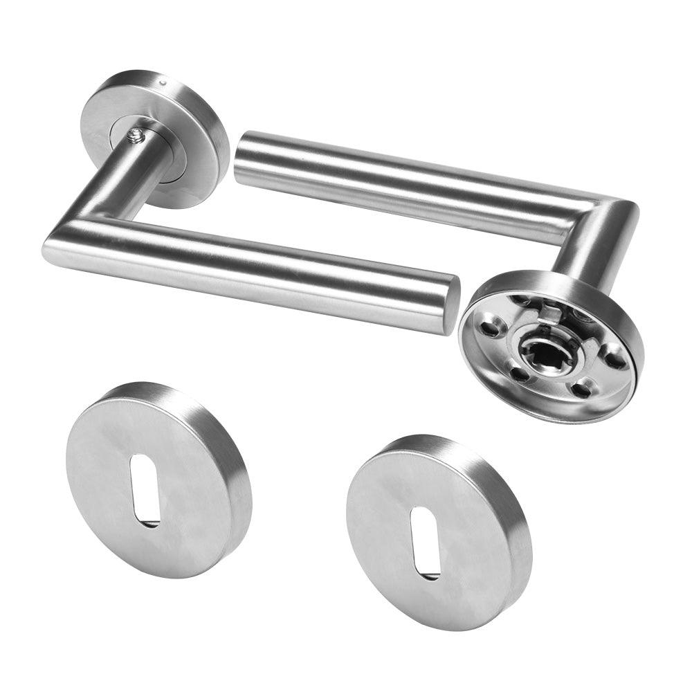 Door Handle Set Stainless Steel Lock Interior Home Door Handle Lock Durable Adjustable Latch Door Handle Lever With Modern Contemporary Slim Round Design For Home Bedroom Bathroom Stevvex