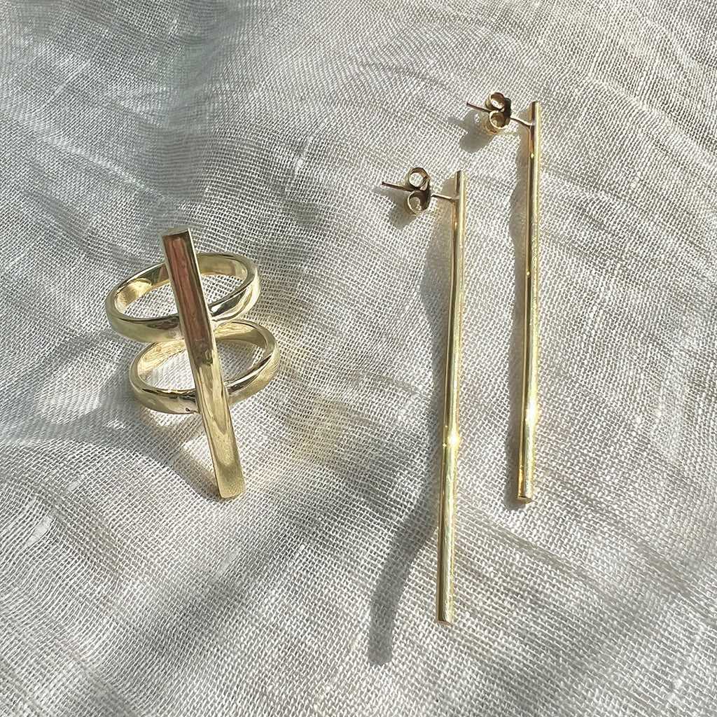 Double Band Bombshell Ring Recycled Brass Bullet Casing Statement Ring BandsCo Straps