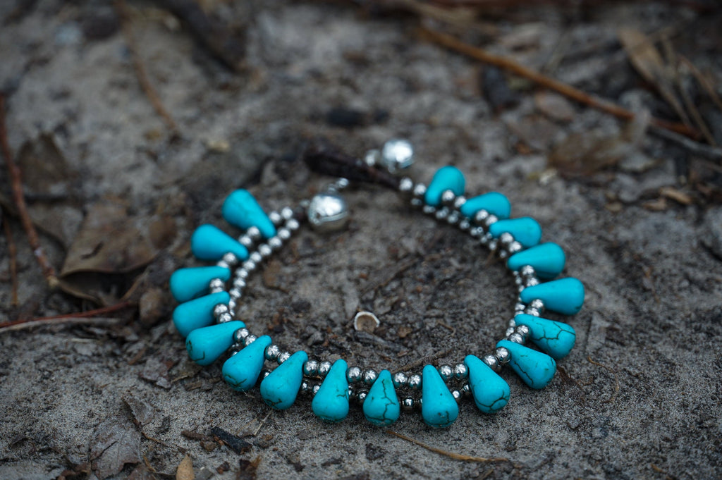 Double Strand Boho Silver Bracelet With Colorful Stones