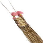 Double Tassel Statement Necklace Cotton Tassel Metal Fringe 32in Chain Handmade BandsCo Straps