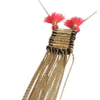 Double Tassel Statement Necklace Cotton Tassel Metal Fringe 32in Chain Handmade BandsCo Straps