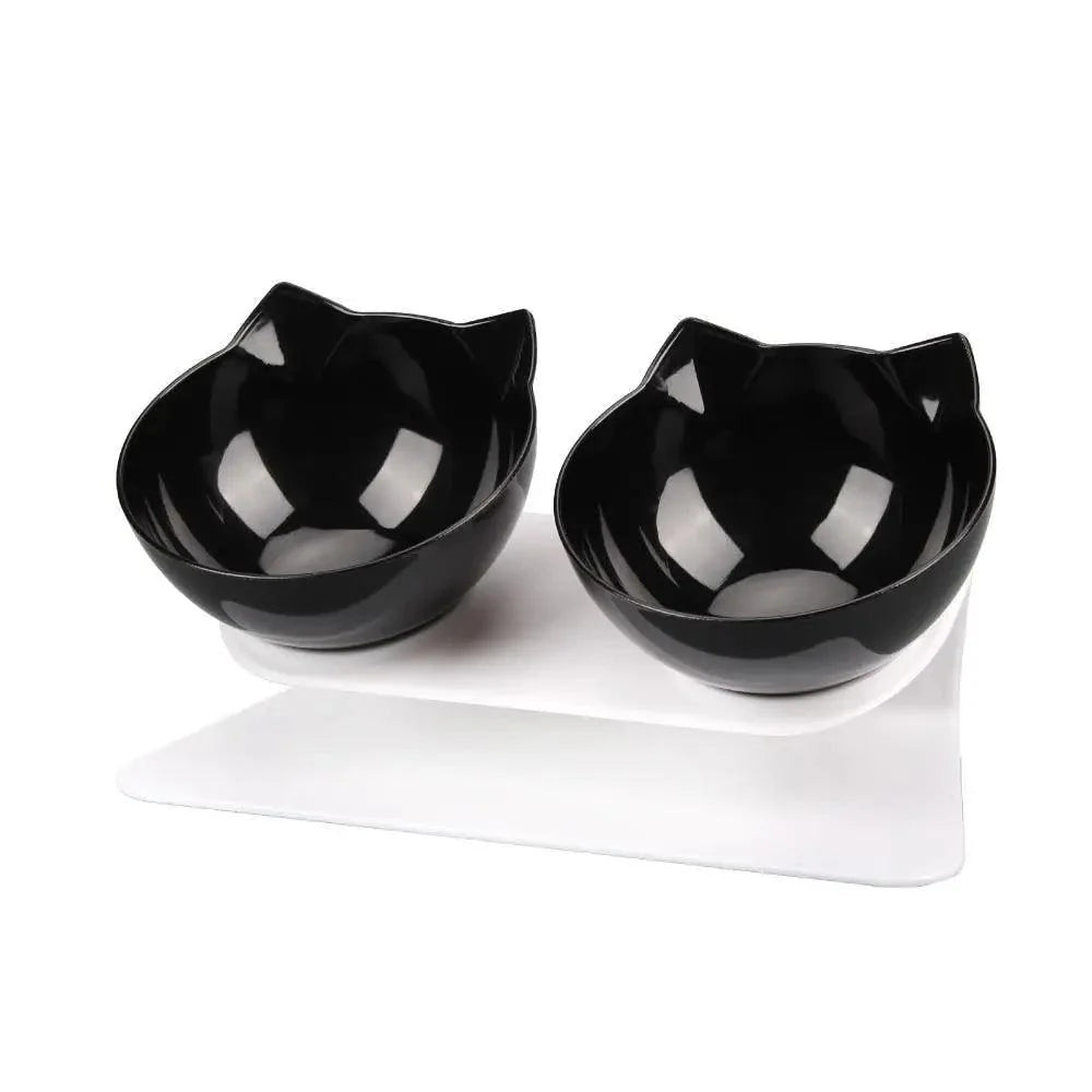 Double Transparent Non-slip Food Bowl With Protection For Cats Modern Kitten Food Bowl Pet Accessories Stevvex