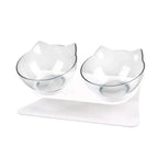 Double Transparent Non-slip Food Bowl With Protection For Cats Modern Kitten Food Bowl Pet Accessories Stevvex