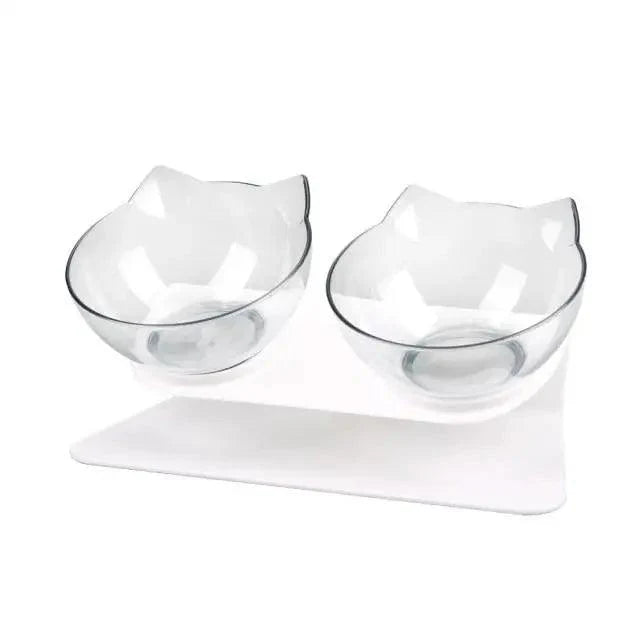 Double Transparent Non-slip Food Bowl With Protection For Cats Modern Kitten Food Bowl Pet Accessories Stevvex