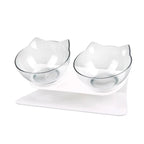 Double Transparent Non-slip Food Bowl With Protection For Cats Modern Kitten Food Bowl Pet Accessories Stevvex