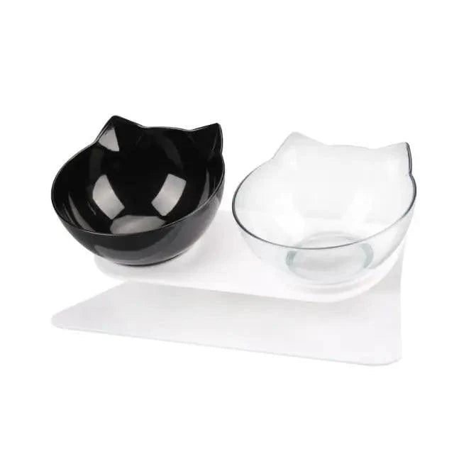 Double Transparent Non-slip Food Bowl With Protection For Cats Modern Kitten Food Bowl Pet Accessories Stevvex