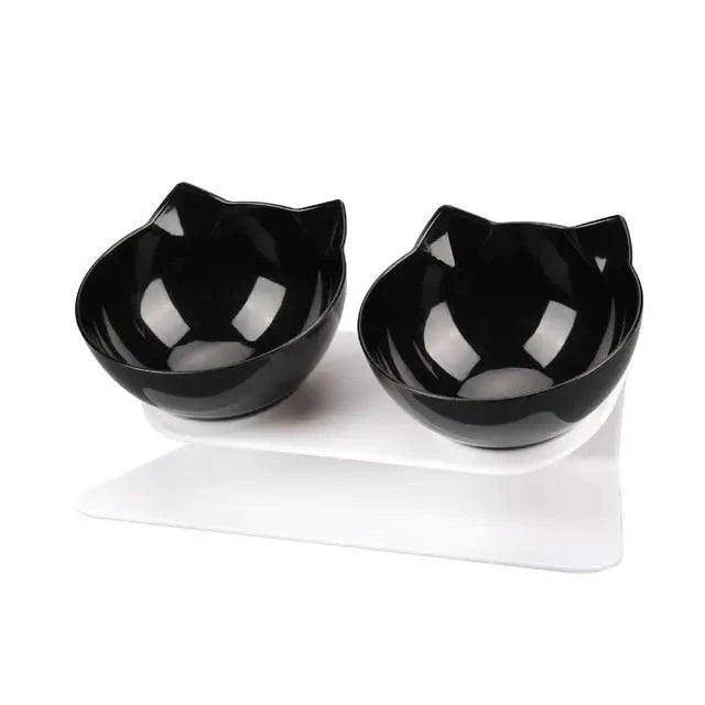 Double Transparent Non-slip Food Bowl With Protection For Cats Modern Kitten Food Bowl Pet Accessories Stevvex