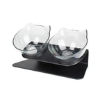 Double Transparent Non-slip Food Bowl With Protection For Cats Modern Kitten Food Bowl Pet Accessories Stevvex