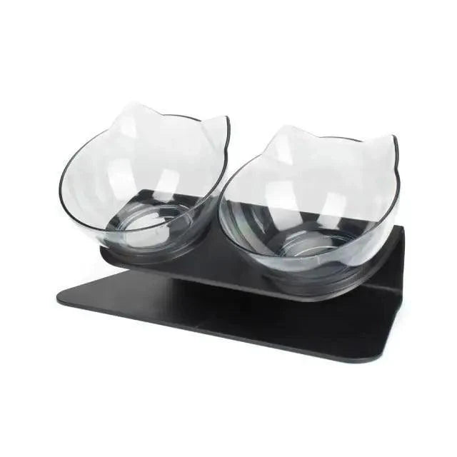 Double Transparent Non-slip Food Bowl With Protection For Cats Modern Kitten Food Bowl Pet Accessories Stevvex