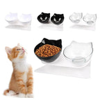Double Transparent Non-slip Food Bowl With Protection For Cats Modern Kitten Food Bowl Pet Accessories Stevvex