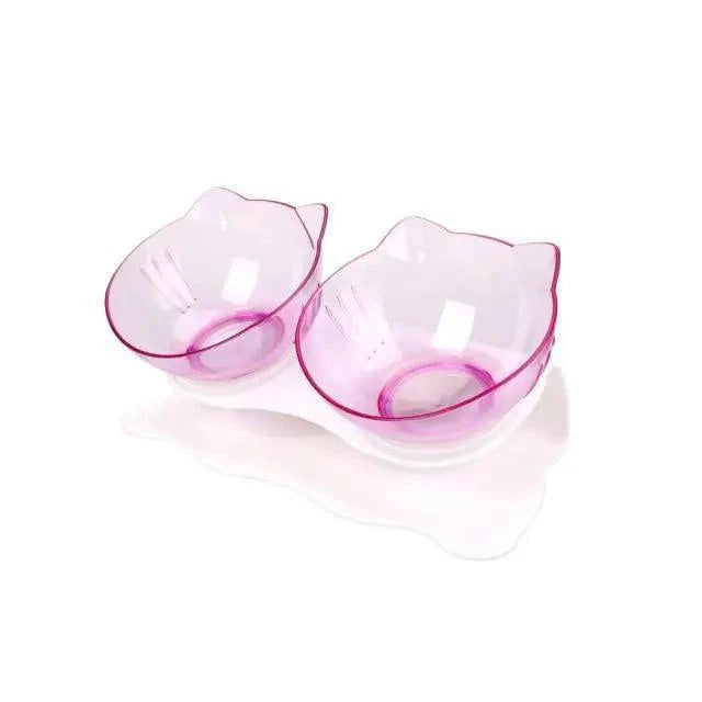 Double Transparent Non-slip Food Bowl With Protection For Cats Modern Kitten Food Bowl Pet Accessories Stevvex