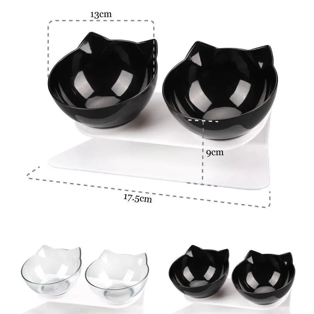 Double Transparent Non-slip Food Bowl With Protection For Cats Modern Kitten Food Bowl Pet Accessories Stevvex