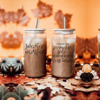 Horror Movies 17oz Glass Tumbler With Bamboo Lid Straw Set Pumpkin Spice