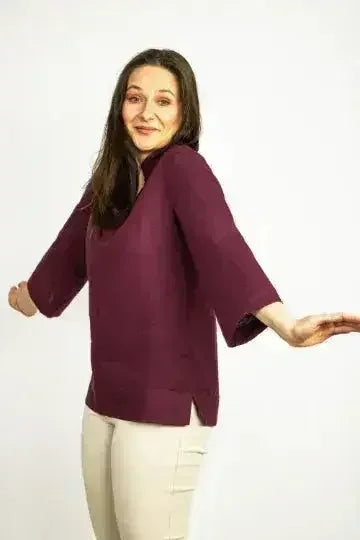 Asphalt Grey Linen Oversize Top – Modern & Comfortable Blouse - SJB-DIAMOND ELITES