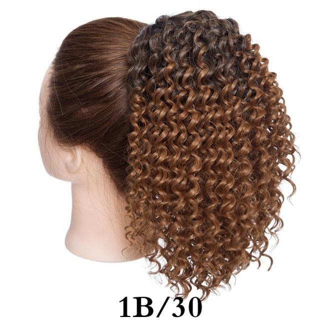 Drawstring Puff Ponytail Afro Kinky Curly Hair Extension Synthetic Clip in Pony Tail African American Hair Extension Short Kinky Curly Pineapple Pony Tail Clip in on Wrap Up-do Hair Extensions for African American Women Stevvex