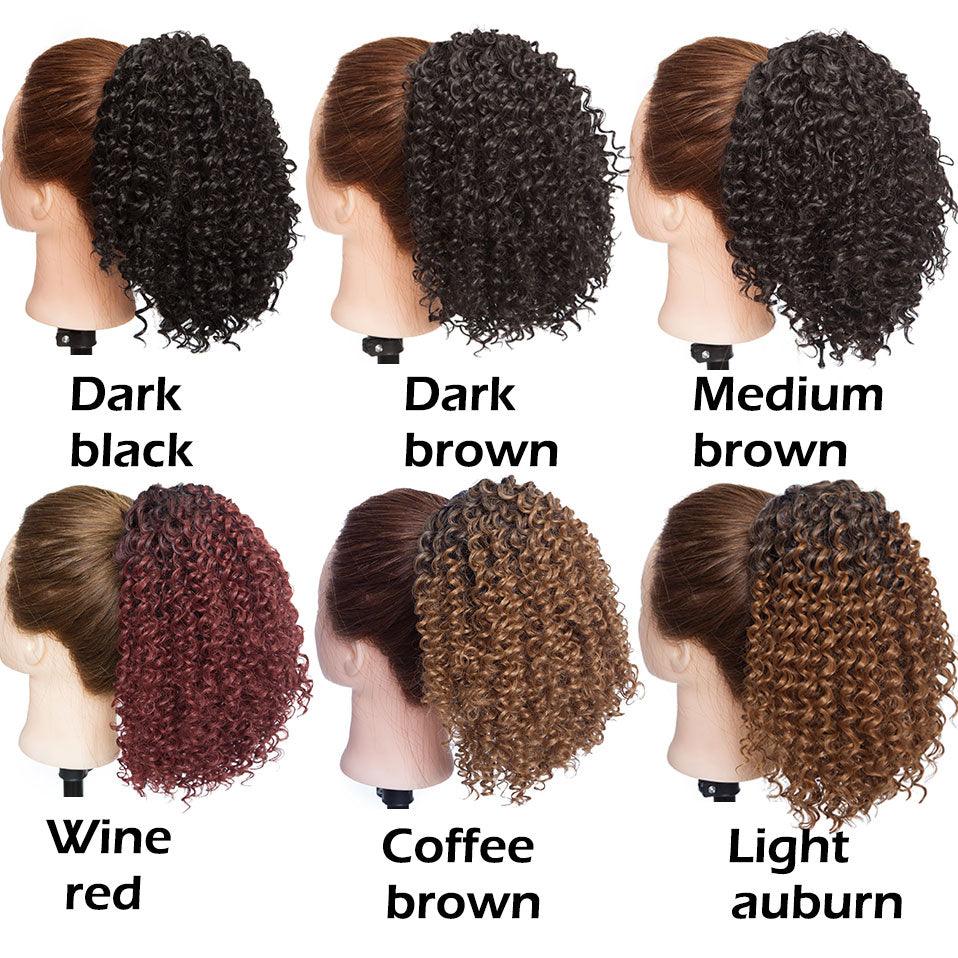 Drawstring Puff Ponytail Afro Kinky Curly Hair Extension Synthetic Clip in Pony Tail African American Hair Extension Short Kinky Curly Pineapple Pony Tail Clip in on Wrap Up-do Hair Extensions for African American Women Stevvex