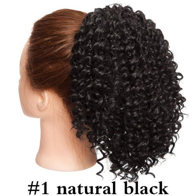 Drawstring Puff Ponytail Afro Kinky Curly Hair Extension Synthetic Clip in Pony Tail African American Hair Extension Short Kinky Curly Pineapple Pony Tail Clip in on Wrap Up-do Hair Extensions for African American Women Stevvex