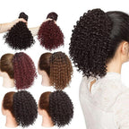 Drawstring Puff Ponytail Afro Kinky Curly Hair Extension Synthetic Clip in Pony Tail African American Hair Extension Short Kinky Curly Pineapple Pony Tail Clip in on Wrap Up-do Hair Extensions for African American Women Stevvex
