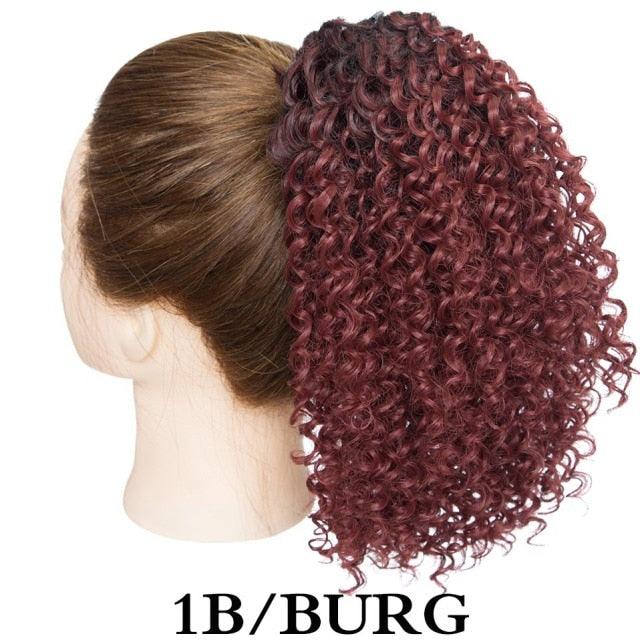 Drawstring Puff Ponytail Afro Kinky Curly Hair Extension Synthetic Clip in Pony Tail African American Hair Extension Short Kinky Curly Pineapple Pony Tail Clip in on Wrap Up-do Hair Extensions for African American Women Stevvex