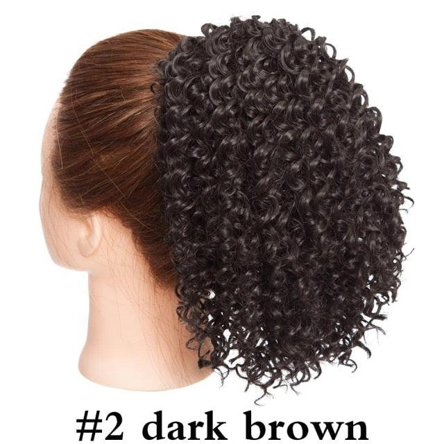 Drawstring Puff Ponytail Afro Kinky Curly Hair Extension Synthetic Clip in Pony Tail African American Hair Extension Short Kinky Curly Pineapple Pony Tail Clip in on Wrap Up-do Hair Extensions for African American Women Stevvex
