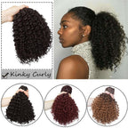 Drawstring Puff Ponytail Afro Kinky Curly Hair Extension Synthetic Clip in Pony Tail African American Hair Extension Short Kinky Curly Pineapple Pony Tail Clip in on Wrap Up-do Hair Extensions for African American Women Stevvex