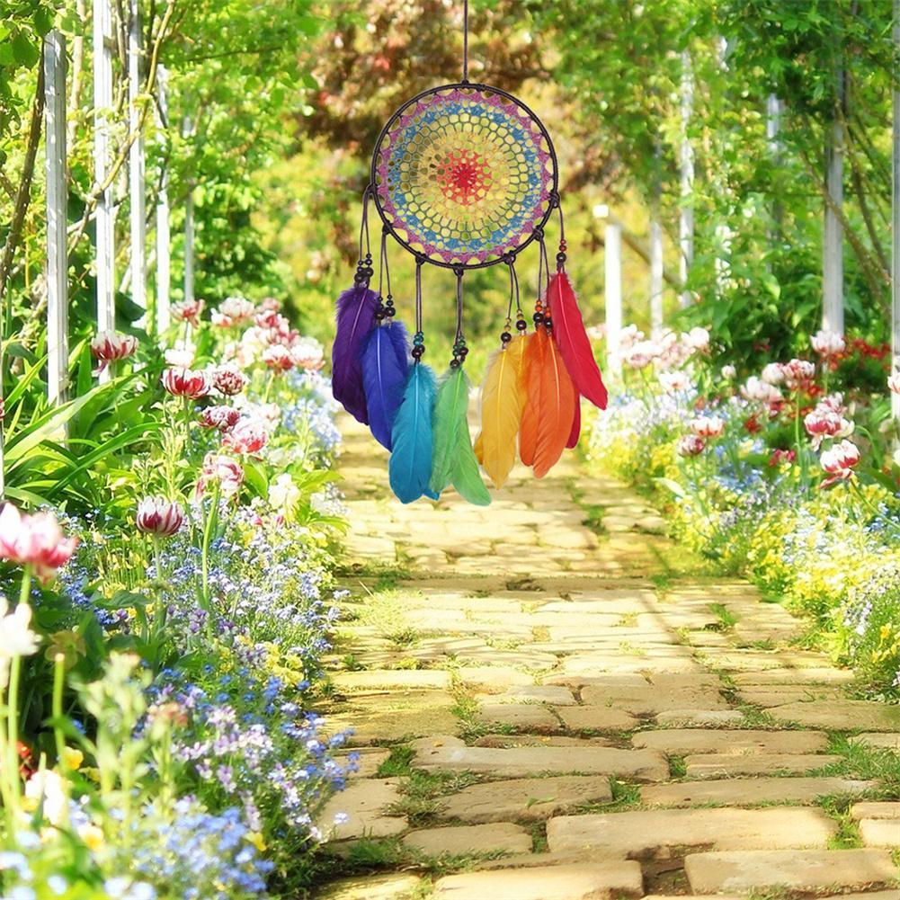 Dream Catcher Handmade Ornaments Wall Decor Handmade Jewelry Wind Chimes Rainbow Feather Dream Catchers For Gifts Wedding Home Decorations Photography As Prop Stevvex