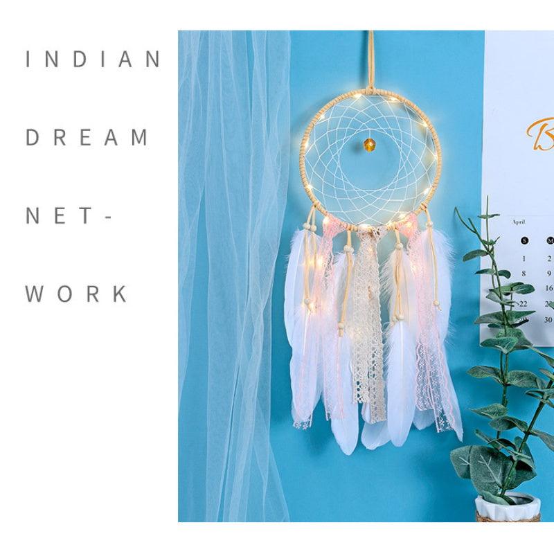 Dream Catcher Led Handmade Dream-catcher Traditional Feather Hanging Home Wall Decoration  Night Dream Catchers  Decor Ornament Wall Hanging Wind Chimes For Home Room Decoration Stevvex