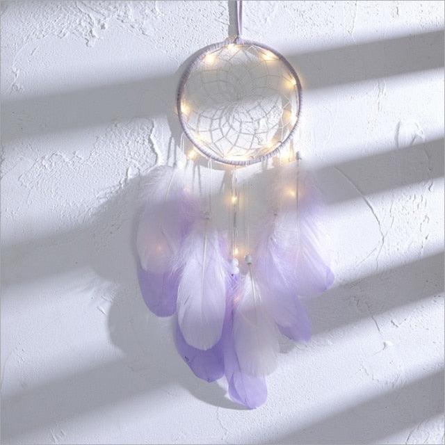 Dream Catcher Led Handmade Dream-catcher Traditional Feather Hanging Home Wall Decoration  Night Dream Catchers  Decor Ornament Wall Hanging Wind Chimes For Home Room Decoration Stevvex
