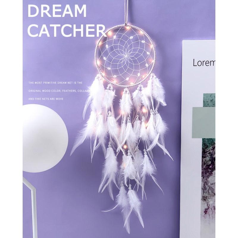 Dream Catcher Led Handmade Dream-catcher Traditional Feather Hanging Home Wall Decoration  Night Dream Catchers  Decor Ornament Wall Hanging Wind Chimes For Home Room Decoration Stevvex