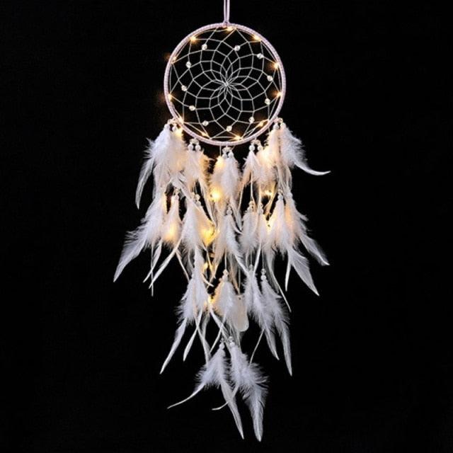 Dream Catcher Led Handmade Dream-catcher Traditional Feather Hanging Home Wall Decoration  Night Dream Catchers  Decor Ornament Wall Hanging Wind Chimes For Home Room Decoration Stevvex