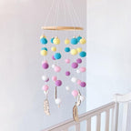 Dream Catcher Nordic Baby Room Wind Chime Bed Bell Decor Wool Ball Kids Bedroom Lovely Wooden Bead Bed Felt Baby Ceiling Mobiles Toys Infant Nursing Accessories Wall Hanging Decoration Ornaments Photography Prop Stevvex