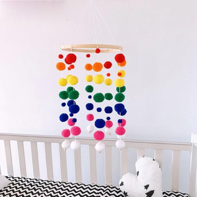 Dream Catcher Nordic Baby Room Wind Chime Bed Bell Decor Wool Ball Kids Bedroom Lovely Wooden Bead Bed Felt Baby Ceiling Mobiles Toys Infant Nursing Accessories Wall Hanging Decoration Ornaments Photography Prop Stevvex