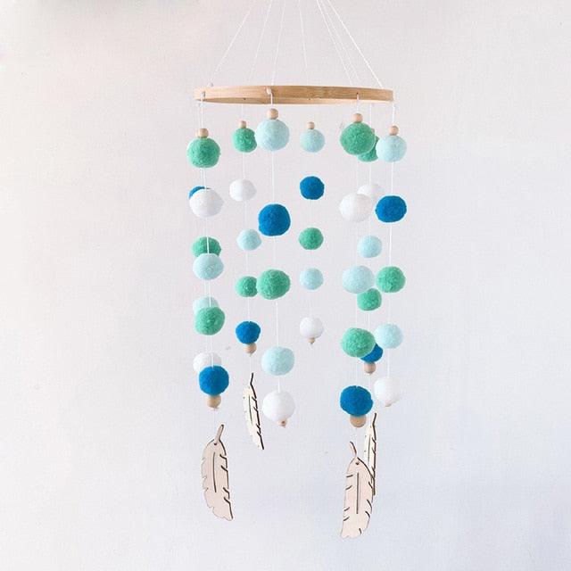 Dream Catcher Nordic Baby Room Wind Chime Bed Bell Decor Wool Ball Kids Bedroom Lovely Wooden Bead Bed Felt Baby Ceiling Mobiles Toys Infant Nursing Accessories Wall Hanging Decoration Ornaments Photography Prop Stevvex