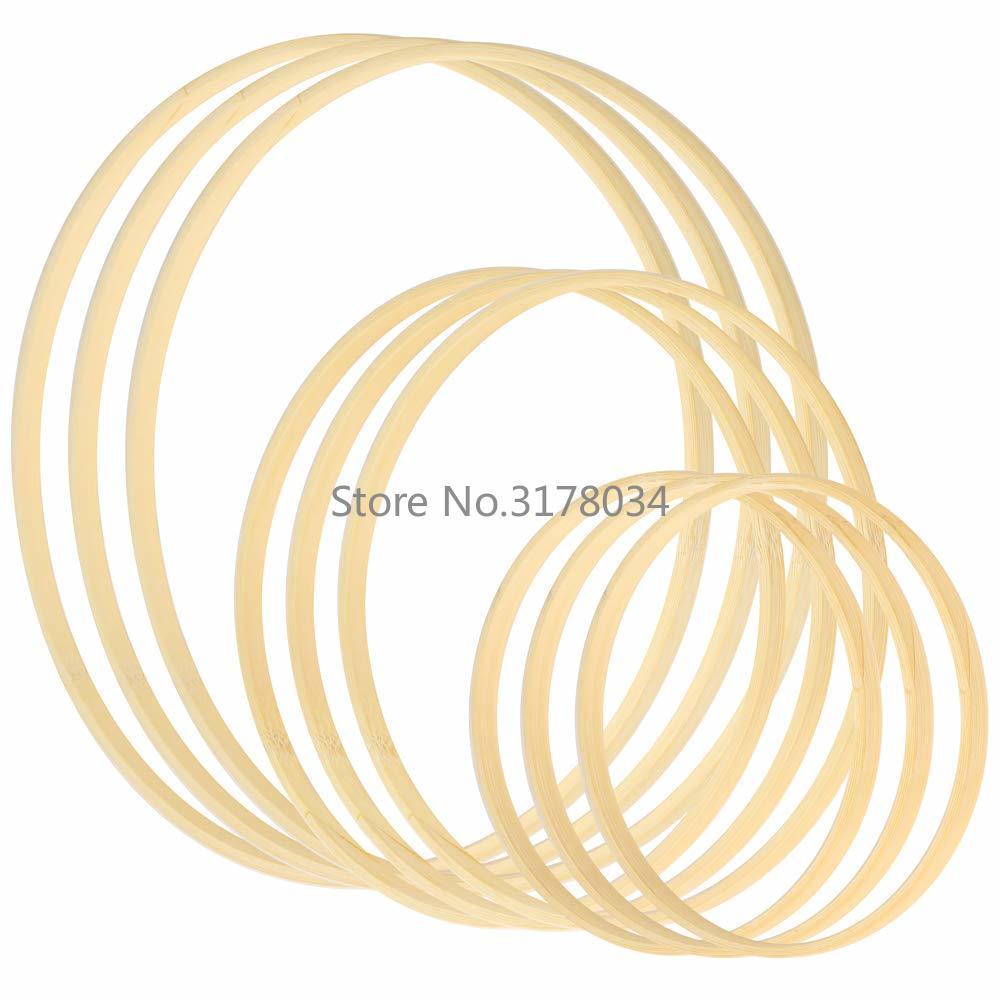 Dream Catcher Ring Round Bamboo Circle Embroidery Hoop Set Bamboo Circle Cross Stitch Hoop Ring Wind Chime DIY Hanging Accessories Wedding Wreath Decor Wall Crafts For Embroidery & Cross Stitch Stevvex