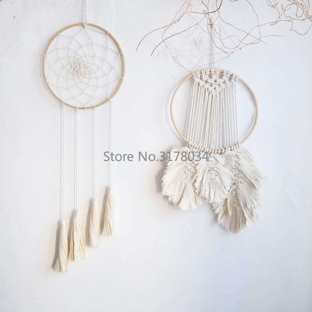 Dream Catcher Ring Round Bamboo Circle Embroidery Hoop Set Bamboo Circle Cross Stitch Hoop Ring Wind Chime DIY Hanging Accessories Wedding Wreath Decor Wall Crafts For Embroidery & Cross Stitch Stevvex