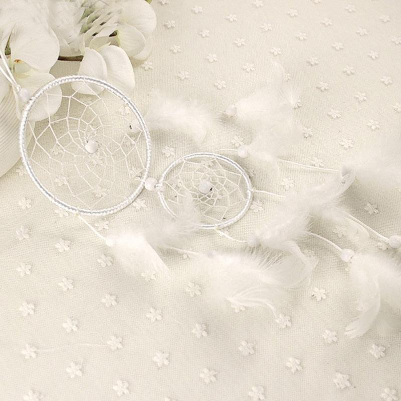 Dream Catcher Room Decor Feather Weaving Catching Up The Dream Angle Dreamcatcher Wind Chimes Indian Style Religious Mascot Dream Catcher for Bedroom, Handmade White Gold Feather Flowers Dream Catchers For Girls Kids Nursery Bedroom Wall Decor Festival Stevvex