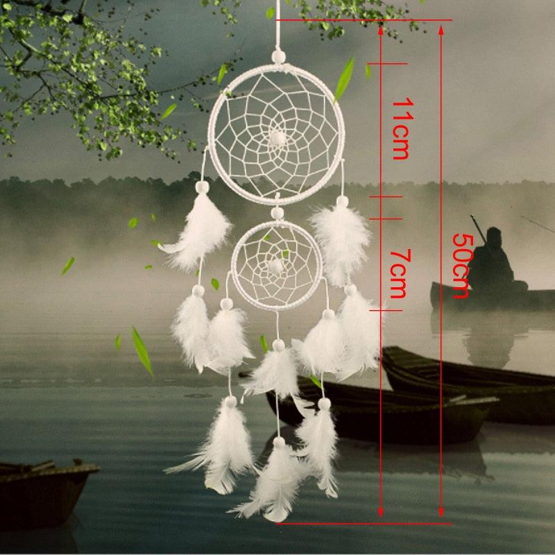 Dream Catcher Room Decor Feather Weaving Catching Up The Dream Angle Dreamcatcher Wind Chimes Indian Style Religious Mascot Dream Catcher for Bedroom, Handmade White Gold Feather Flowers Dream Catchers For Girls Kids Nursery Bedroom Wall Decor Festival Stevvex